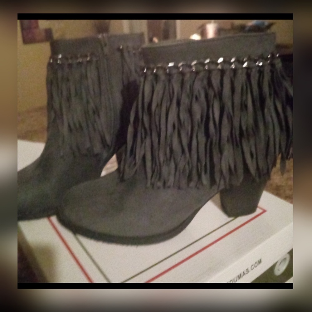 🎉HP🎉😴New Pierre Dumas Gray fringe ankle boots - Picture 3 of 6